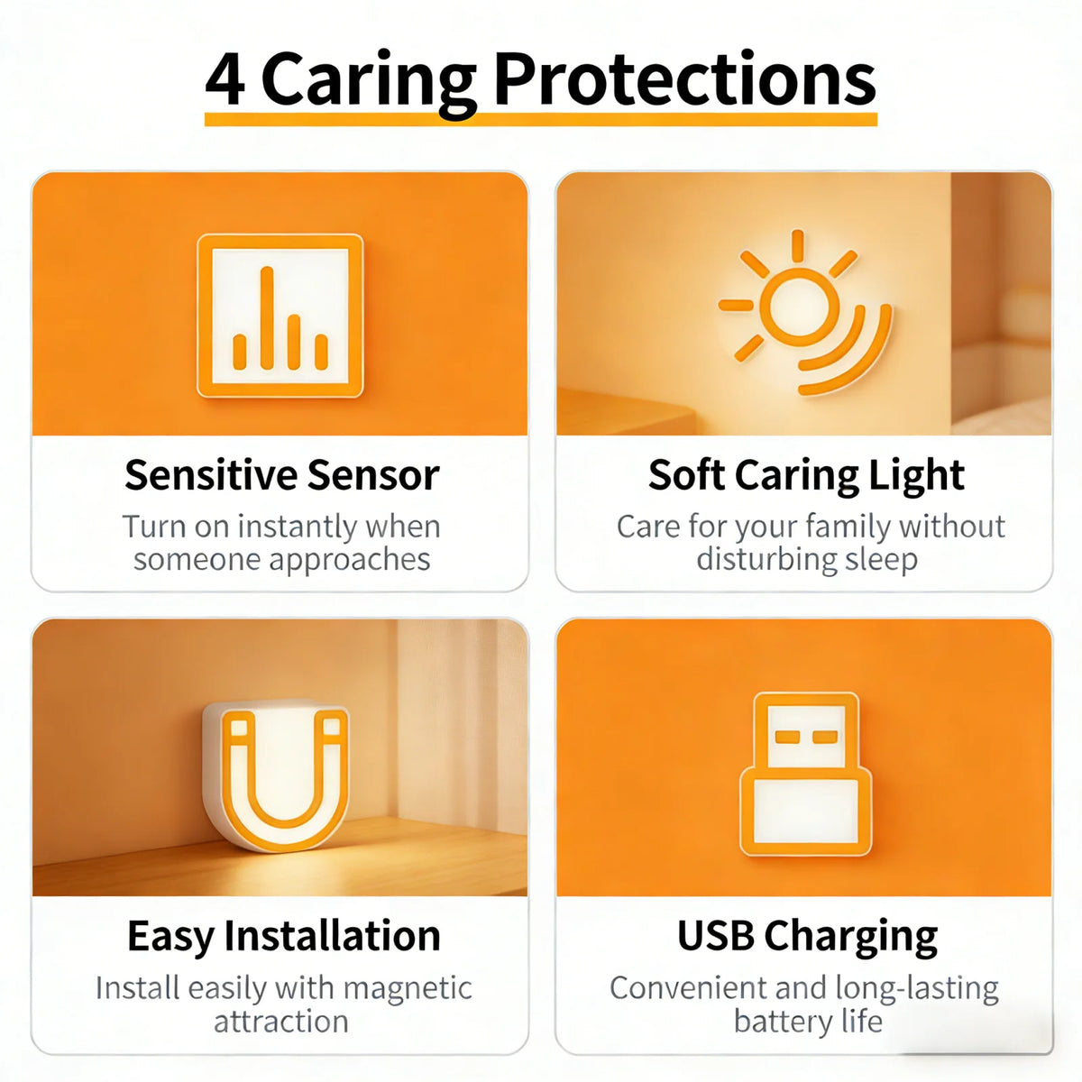 Motion Sensor LED Magnetic Night Light, 1/2 Pack Wireless Rechargeable Night Light, Auto On/Off for Bedroom, Wardrobe, Hallway