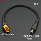 ChengHaoRan 1PC 1.5 M² 30CM Ultra-soft XT60 Plug Male Female Connector to DC 5.5*2.5/5.5*2.1mm M/F Power Cable