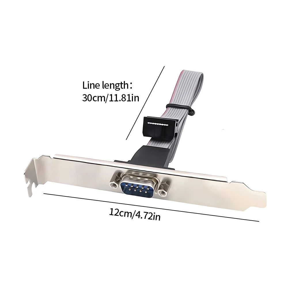 1pcs for Motherboard 9 Pin RS232 DB9 Pin Com Port Ribbon Serial Cable Connector Bracket Male High Quality Supplies Accessories