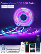 RGB-IC COB LED Strip with Tuya Wifi Controller 2.4G Remote Alexa Google Home Rainbow Color Addressable LED Tape 10m 20m 25m Kit