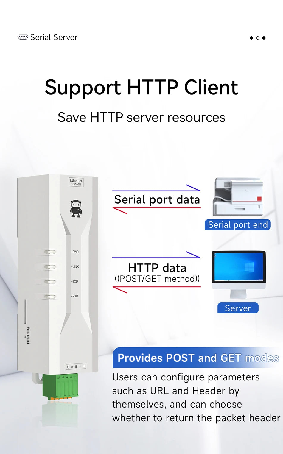 Serial to Ethernet Serial Server RS485 ModBus Gateway CDEBYTE NE2-D11P Signal Isolation 2-Way Socket Link Standard MQTT