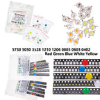 100pcs Green Blue White 5colors Each 20pcs 5730 5050 3528 1210 1206 0805 0603 0402 SMD LED Diode Kit Red  Yellow