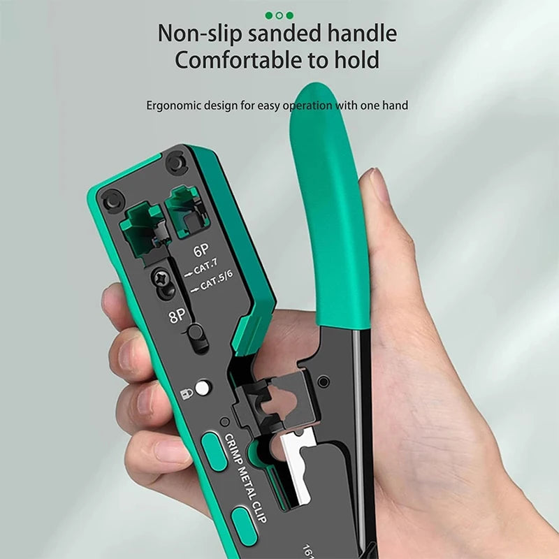 New Rj45 Rj12 Rj11 Pass Through Crimp Plier Cat7 Cat6 Cat6A Cat5 Cat5e Stripping Crimping Tool with 8P/6P Ethernet Connectors