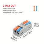 5Pcs Ip68 Waterproof Cable Connector Quick Connection 2 in 2 Out /3 in 3 Out Electrical Terminal Adapter Wire Connector