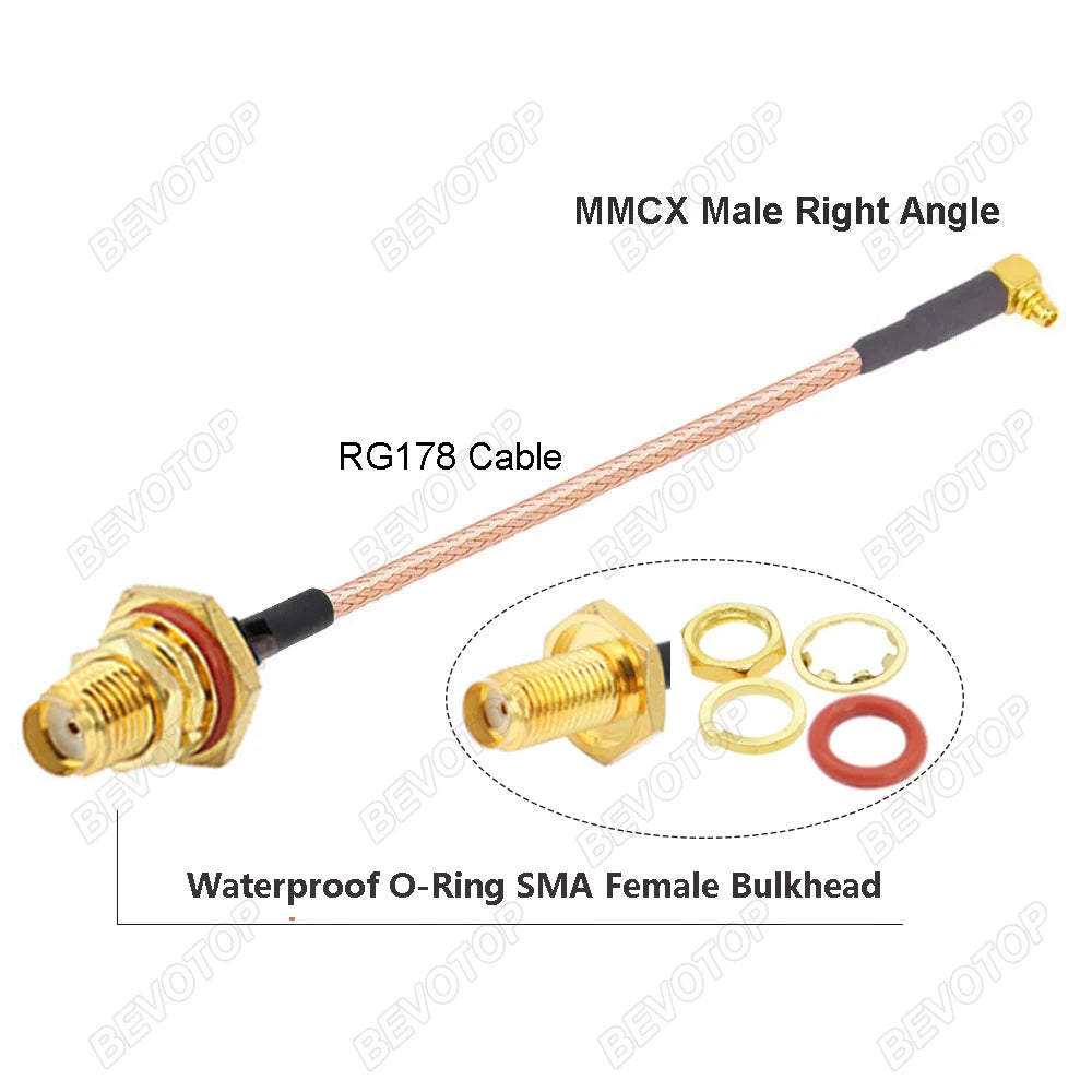 10PCS/LOT SMA to MMCX Cable RP-SMA / SMA Female Waterproof O-Ring  to MMCX Male Straight/180° RG178 Pigtail RF Coaxial Jumper