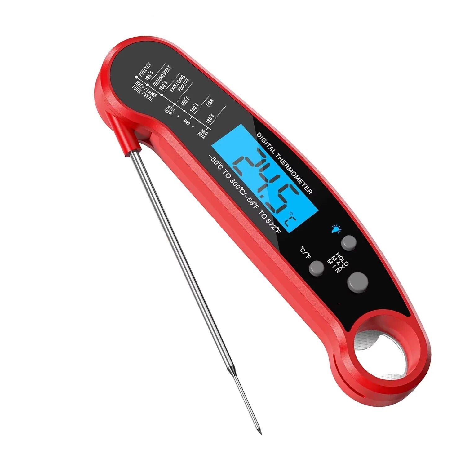 LMETJMA 0.5 Sec Instant Read Meat Thermometer Digital Waterproof Food Thermometer with Backlight Kitchen Thermometer For BBQ ﻿