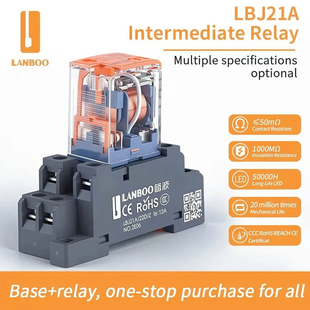 LANBOO Relay 12V 24V/AC 220V AC Voltage Coil High Quality General Purpose Micro Mini Relay with Socket Base 8pin/14pin