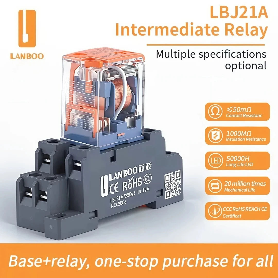 LANBOO Relay 12V 24V/AC 220V AC Voltage Coil High Quality General Purpose Micro Mini Relay with Socket Base 8pin/14pin