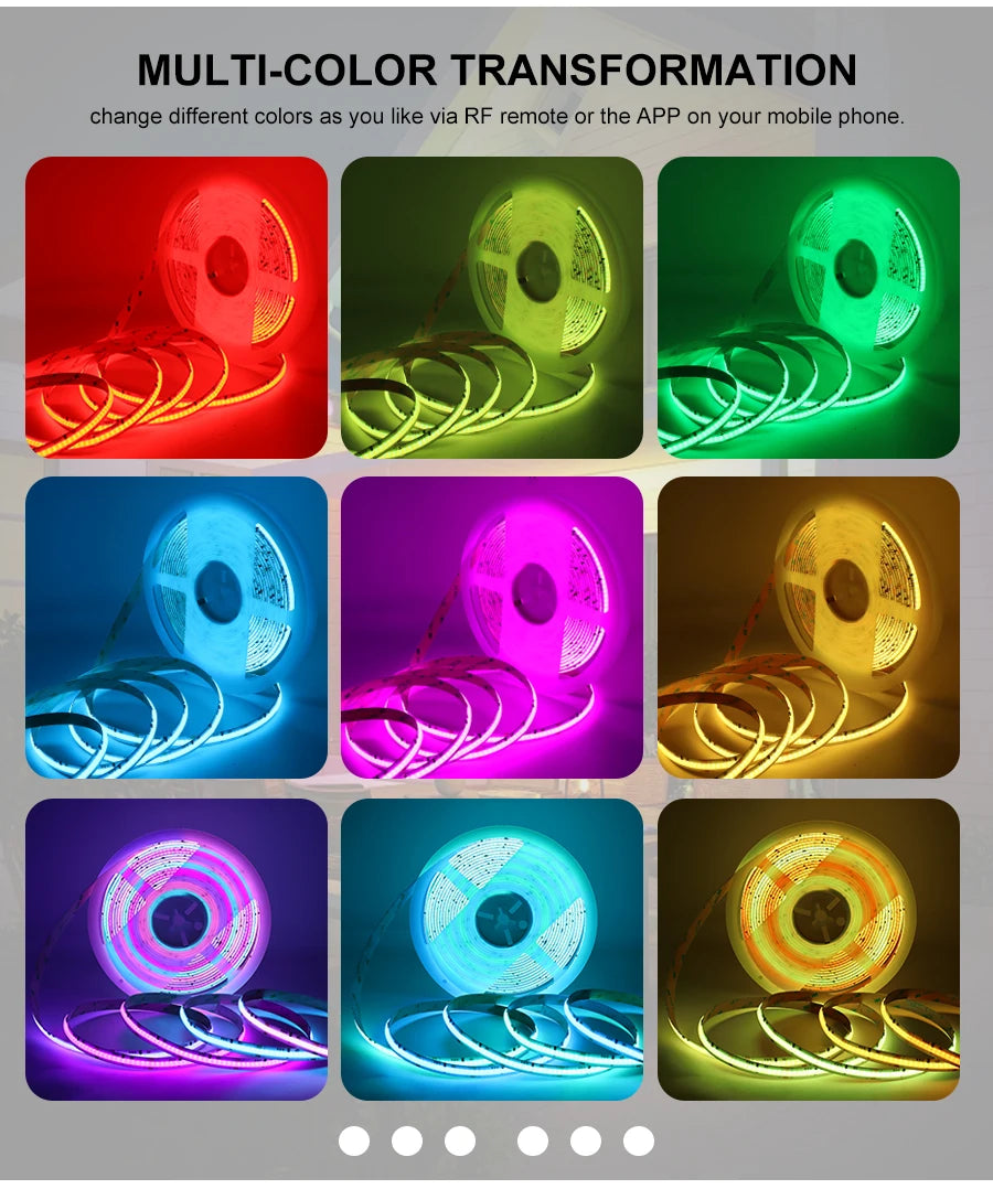 RGB-IC COB LED Strip with Tuya Wifi Controller 2.4G Remote Alexa Google Home Rainbow Color Addressable LED Tape 10m 20m 25m Kit