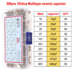 50V 10pF~10uF Multilayer Ceramic Capacitor Assorted kit Pin=5.08mm