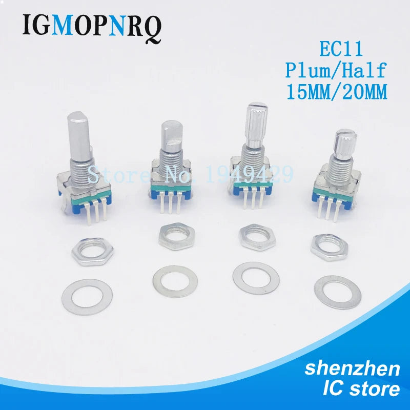 10PCS EC11 half/plum blossom shaft rotary encoder handle length 15mm/20mm code switch 3PINdigital potentiometer with switch 5PIN