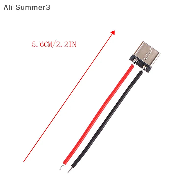 10Pcs Micro USB Type-C 2Pin Horizontal 2P Simple Soldered Female Plug-in Board Quick Charging Connector