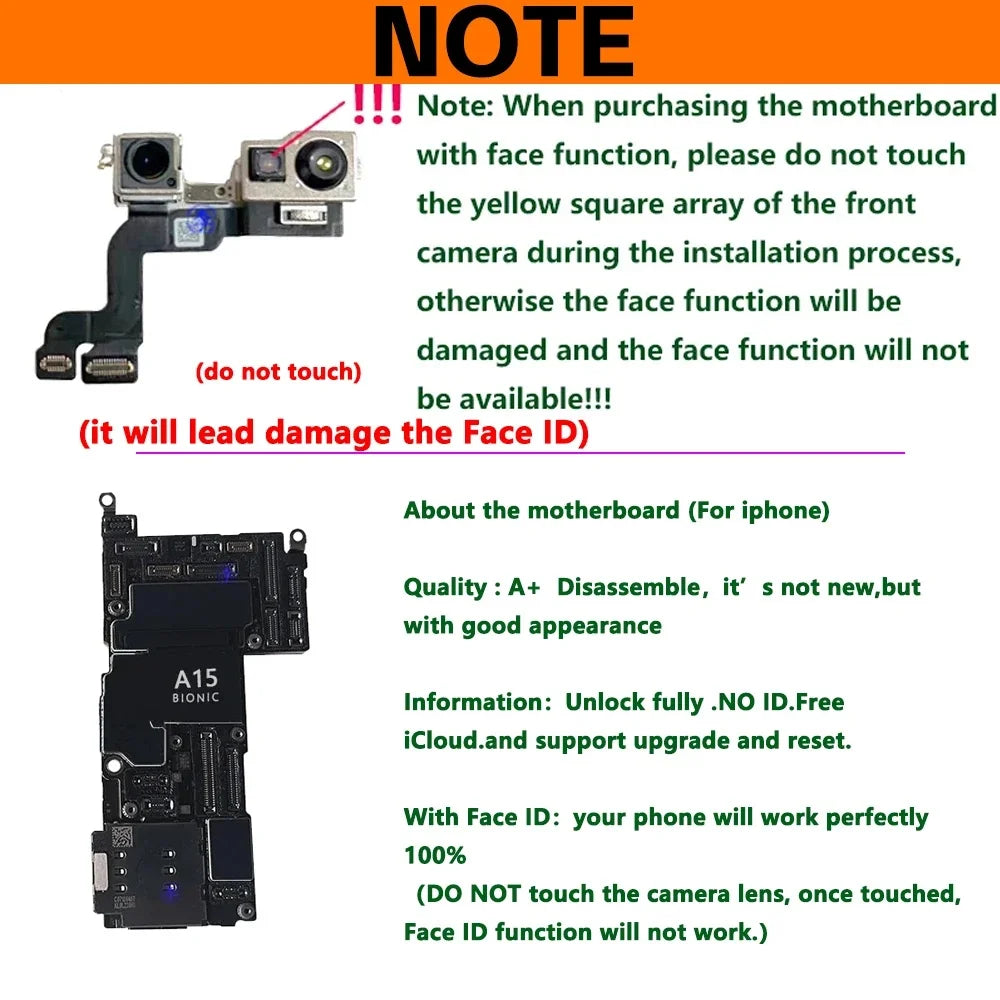 100% Unlocked Motherboard For iPhone 16 Pro Max With Face ID Support iOS Update Logic Board Clean ICloud Mainboard SIM Version