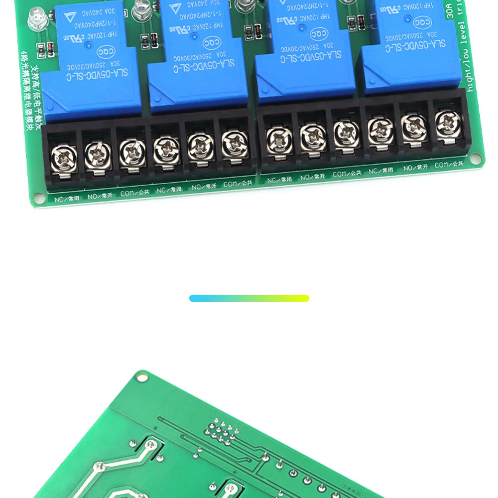 4-Channel Relay Module DC 5V/12V/24V High Low Level Triggers Smart Home PLC Automation Control 30A for Electronic Projects