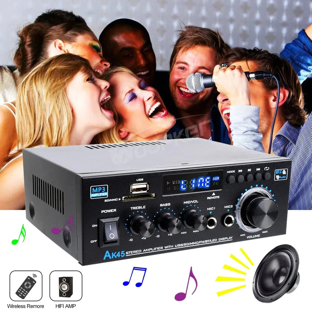 Woopker AK35/AK45 Pro/AK55 Digital Amplifier Bluetooth Sound Amplifier 2 Channel HIFi FM USB Audio Amp For Home Car Karaoke