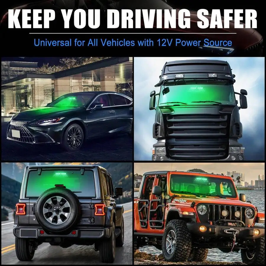 Nilight Bright LED Strobe Lights , Car Windshield Warning Flash Light with Suction Cups, Hazard Safety Lamp for Truck