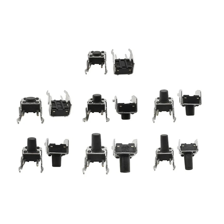 20Pcs 6x6 Tactile Tact Push Button PCB Momentary Self-reset Switch 4Pin Right Angle With stent 6*6*4.3/5/6/7/8/9/10/11/12/13mm