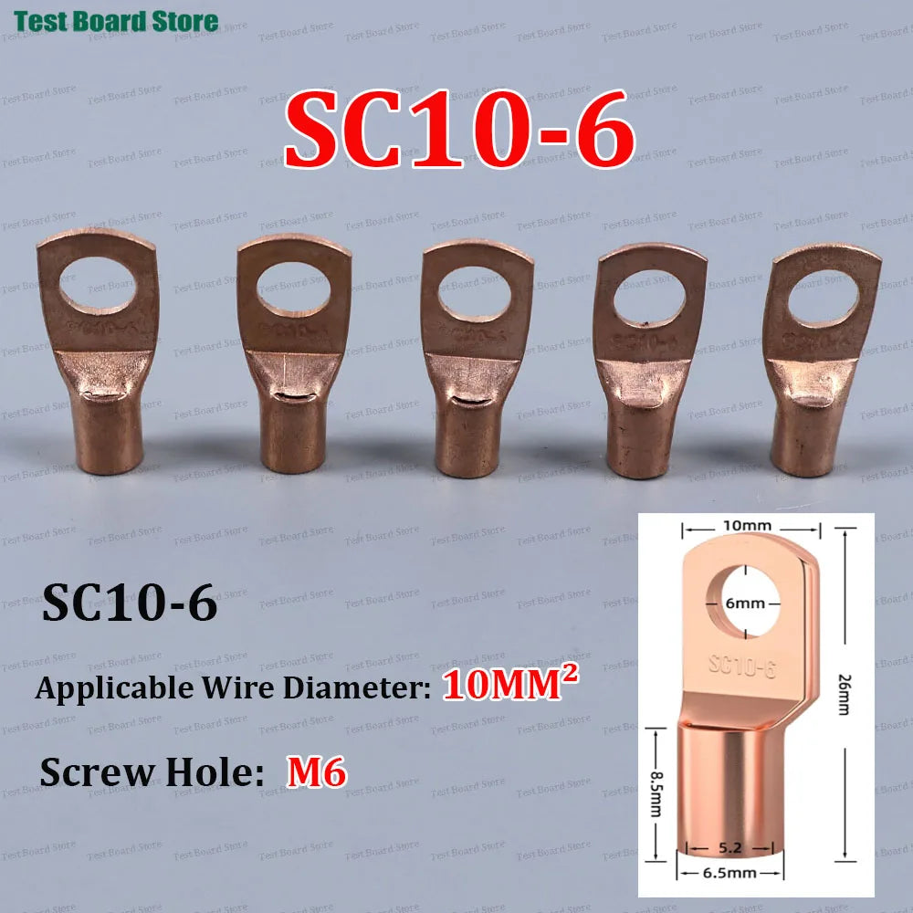 10/20/50pcs Copper Lug Ring Wire Connectors Bare Cable Electric Crimp Terminal SC4-4 SC6-6  SC10-6 SC10-8 SC16-6 SC25-8 SC25-10