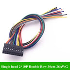 2.54MM Double Row DUPONT LINE Connector Plug With Wire Jumper Cable 30cm 26AWG 2*2/3/4/5/6/7/8/10 PIN Female Single/Double head