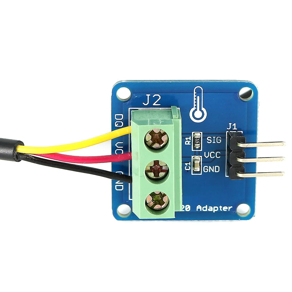 Waterproof DS18B20 Temperature Sensor (100cm) + DS18B20 Adapter Module Compatible for Arduino