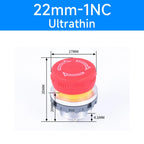 16mm 22mm Ultra Thin Plastic emergency stop button mushroom emergency switch self-locking stop charging pile power outage on off