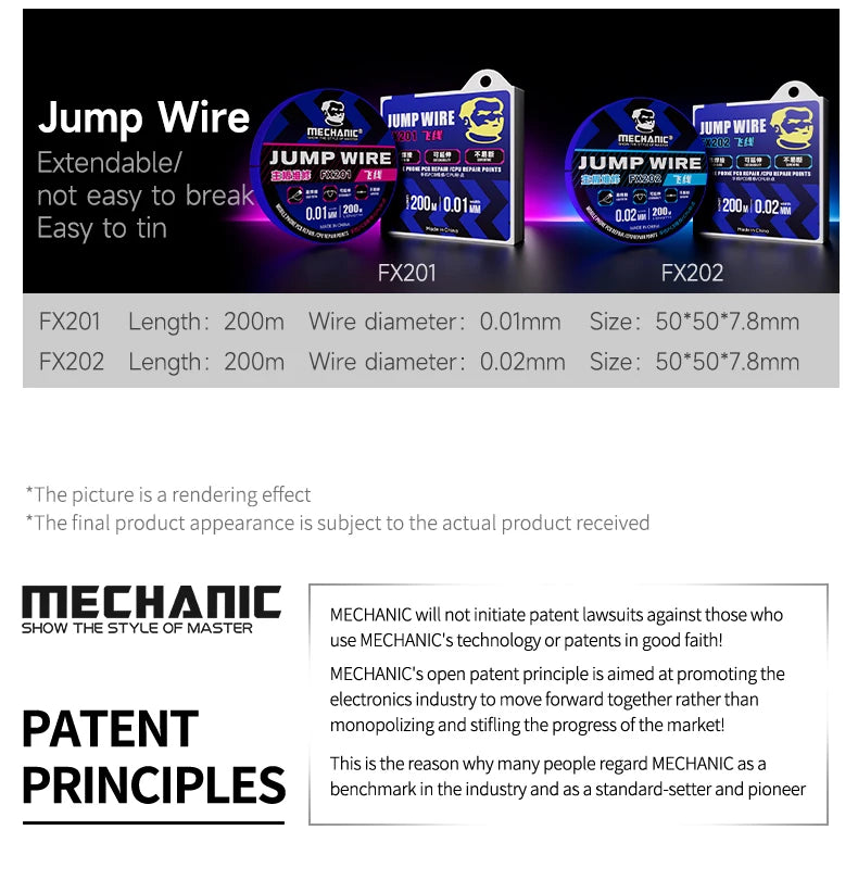 MECHANIC FX105 Ultrafine Insulated Jump Wire for Mobile Phone Motherboard CPU PCB FPC Fast Tinning No Resistance Repair Fly Line