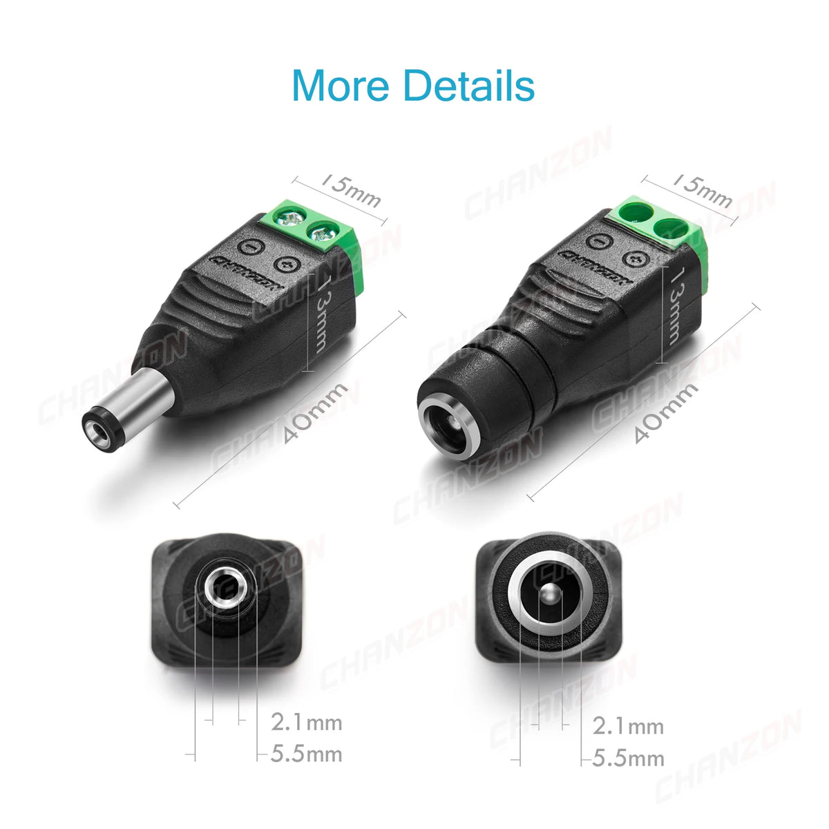 10pcs 12V DC Power Connector Plug Jack Male Female Socket Barrel 2.1mm x 5.5mm Adapter for CCTV Camera LED Strip Supply Terminal
