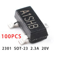 100PCS/LOT SI2301 SOT-23 2301 2.3A 20V SMD Field Effect Transistor P-Channel MOS-FET Marking A1SHB Good quality