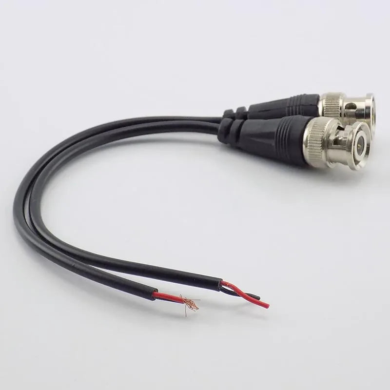 2Pcs BNC Connector Male to Double Female Plug DC Power Cable Pigtail Wire Adapter Line For CCTV Camera Home Security BNC Monitor