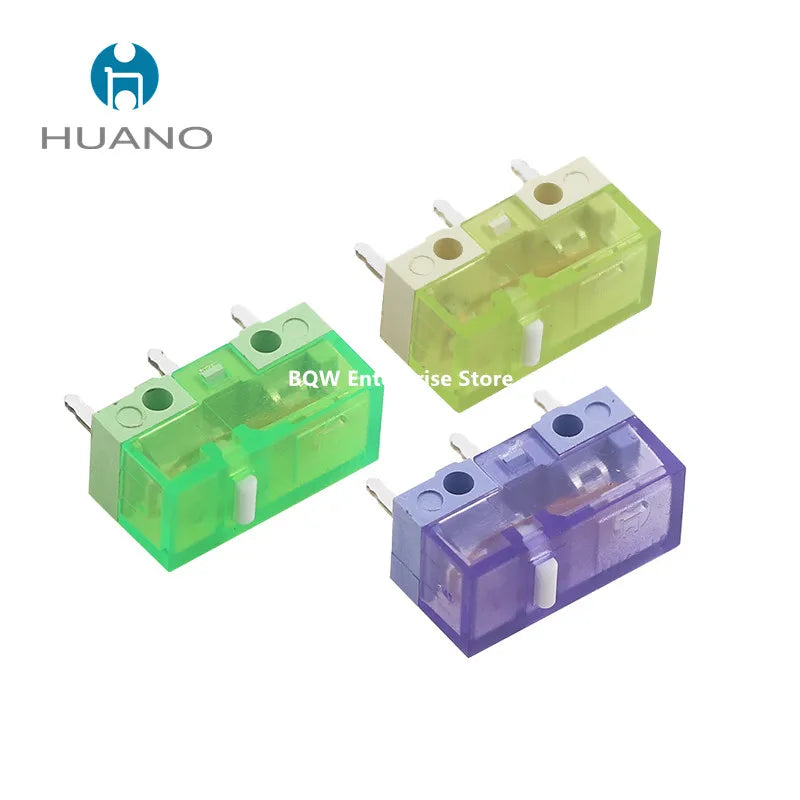 10Pcs New HUANO Mouse Switch Button Yellow Green Purple Transparent White Dot- 90M 100M 120 Million Click Lifespan