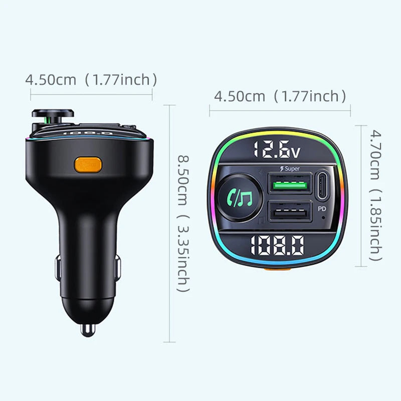 Bluetooth Handsfree FM Transmitter Car Radio Modulator MP3 Player With 22.5W USB Super Quick Charge Adapter for Car