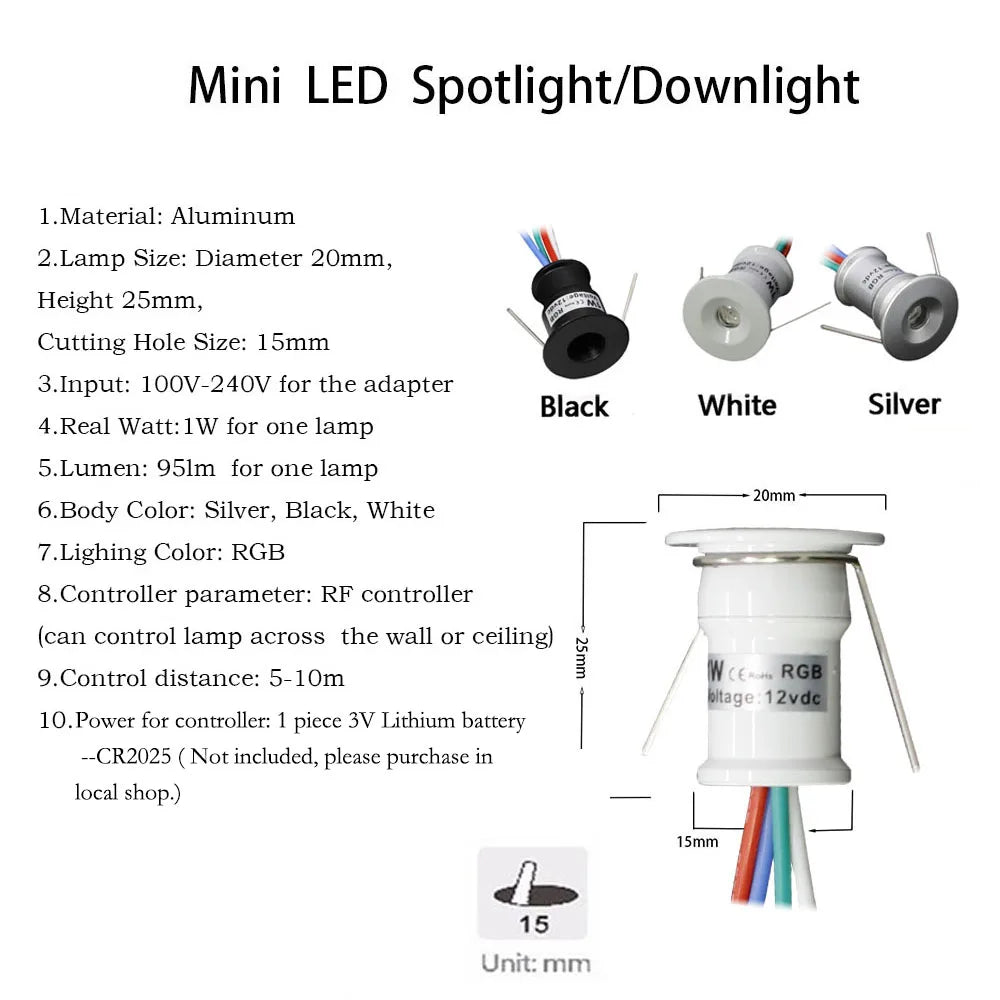 DC12V LED Mini Spotlight Recessed Ceiling Star Down Light KTV Bar Party Stage Colorful Light RGB Gypsum Board Small Spot Lights