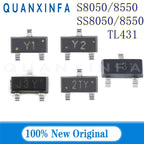 50-100PCS S8050 S8550 SS8050 SS8550 TL431 SOT23 Y1 J3Y 2TY Y2 SMD NPN/PNP transistors