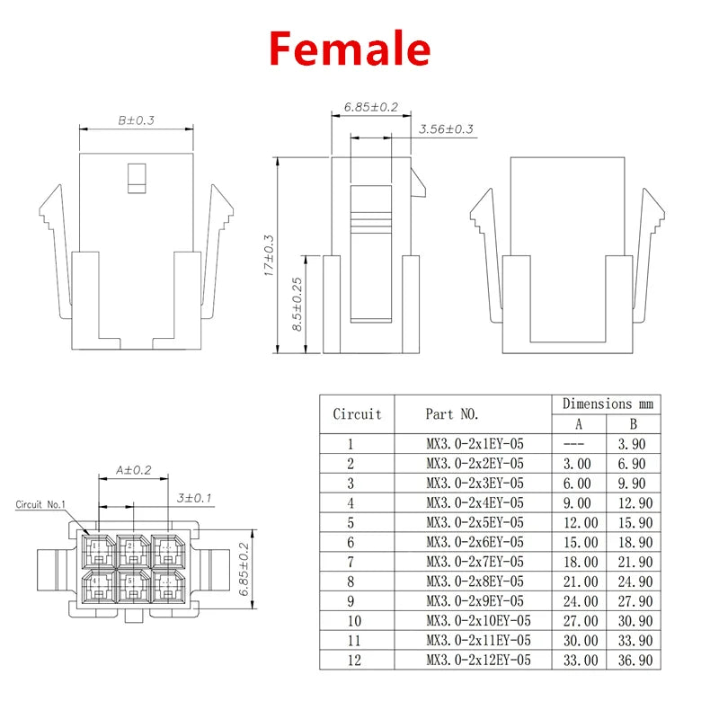 5PC Micro-fit Molex MX3.0 43025 43020 22AWG Dual Row Small 5557 5559 Male Female Air Dock Electronic Terminal Wire Cable Harness