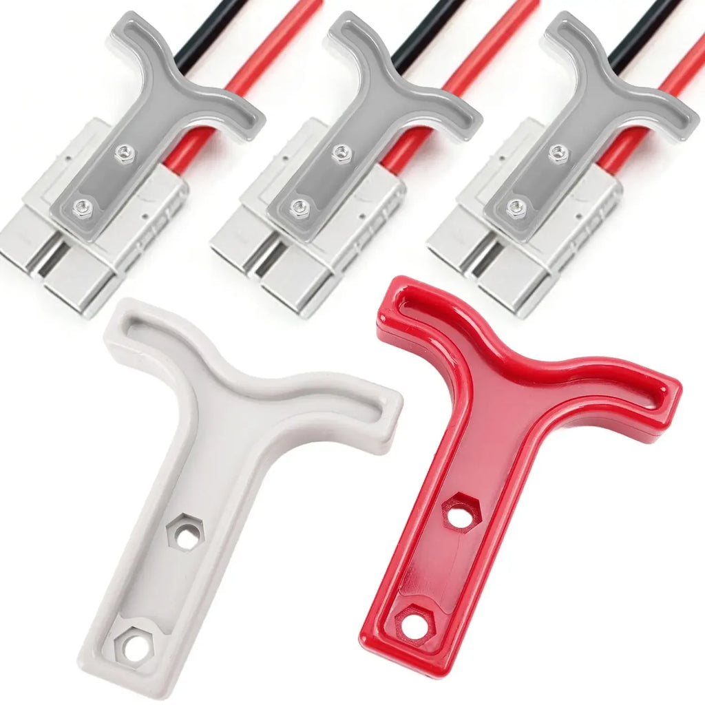 For Anderson Plug Pull Handle Caravan Solar Battery Quick Disconnect Connector Safe Release T Handle Red Gray Auto Accessories