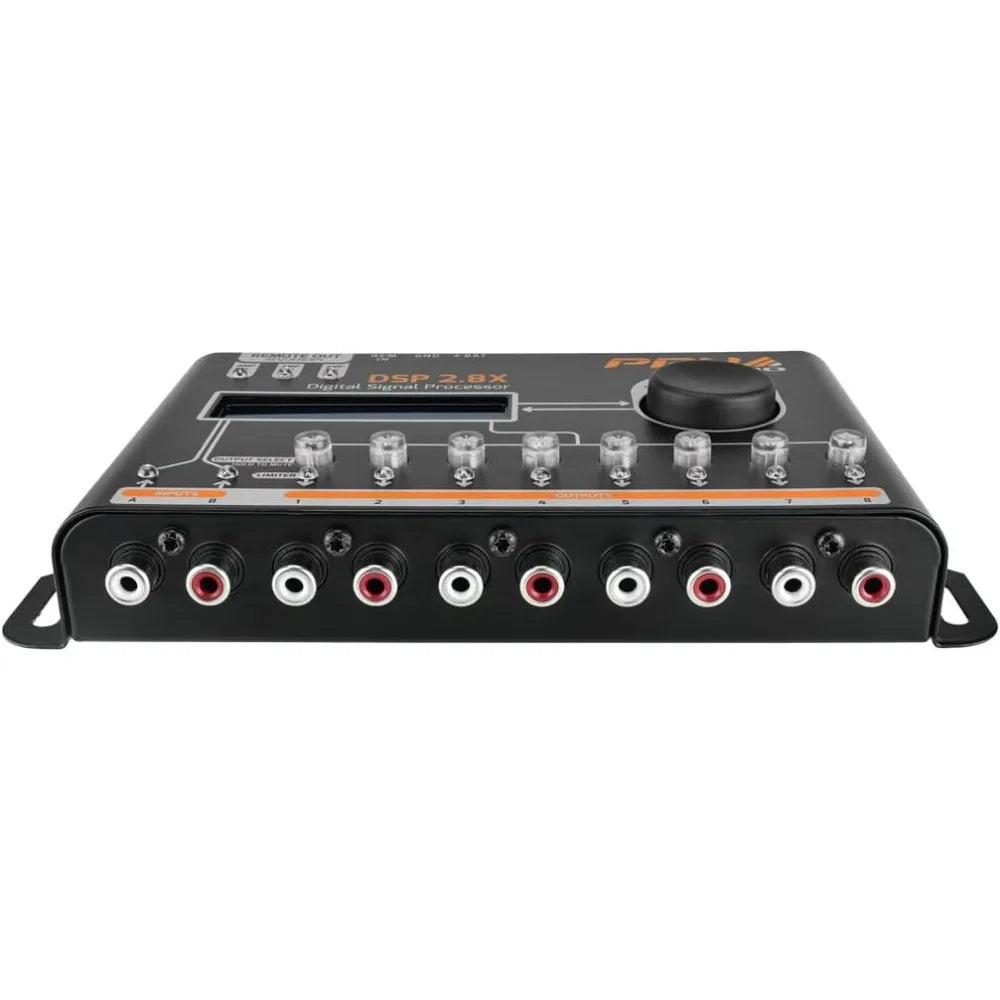 US Shipping Car Audio DSP 2.8X Digital Crossover Equalizer 8 Channel Signal Processor with Sequencer Remote Relay