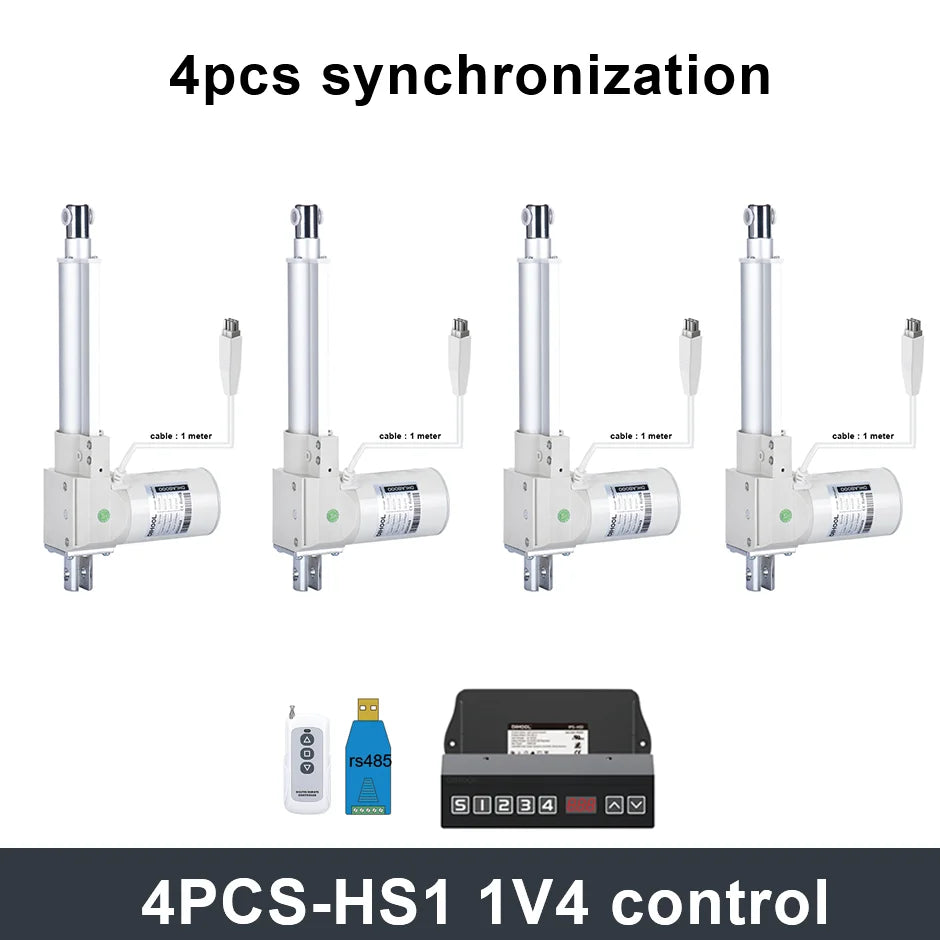 Electric Linear Actuator 24V With Hall Sensor 4PCS SYNC Control KIT MAX 8000N 100MM 200MM 300mm  500mm 1000mm Stroke