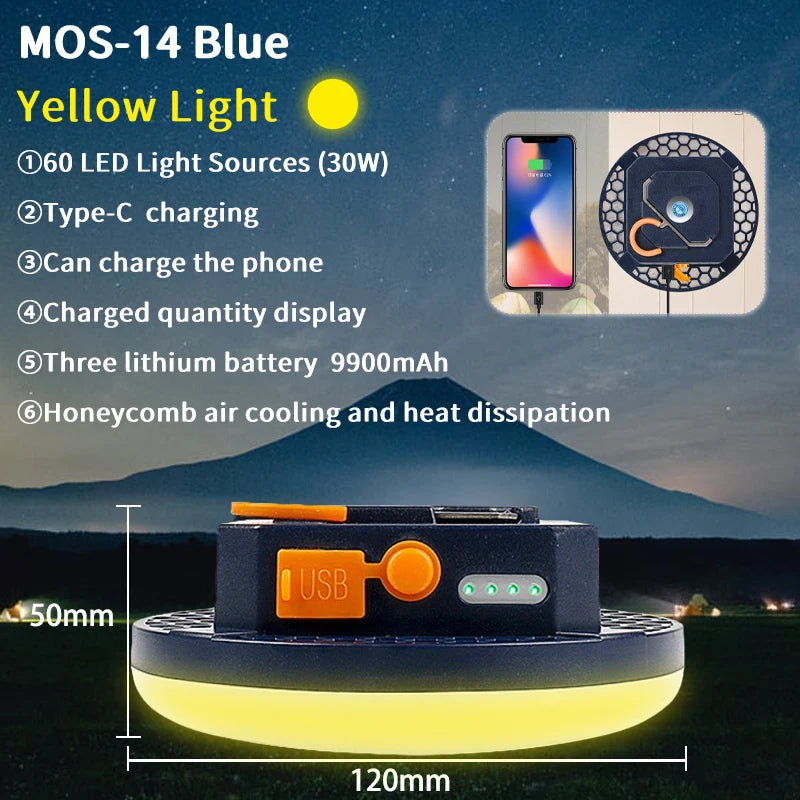 MOSLIGHTING 9900mAh Camping Light Portable Rechargeable Multifunctional LED Flashlight Fishing Emergency Maintenance Tent Lamp