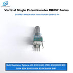 2/5/10PCS RK097 R097 Vertical Precision Potentiometer with Bracket 15mm Handle No Gear 3 Feet A/B10K 2K 5K 50K 100K 250K 1M
