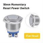 16mm Flat/High/Round Head Waterproof Momentary Reset Metal Push Button Switch Screw Terminal Car Engine Doorbell PC Power Switch