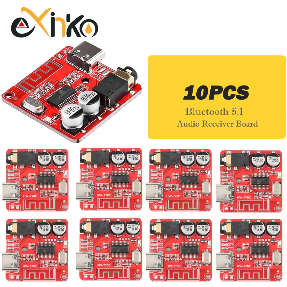 1-10PCS Bluetooth Audio Receiver Board Bluetooth 5.1 MP3 Lossless Decoder Micro USB 3.5mm Audio Output Amplifier Module Type-C