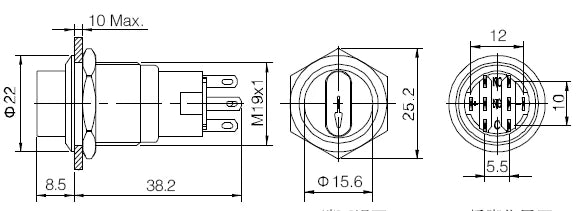 19mm 2 3 Position Switch Push Button Switch DPDT Illuminated Metal selector Rotary Switch with LED Waterproof Stainless Steel