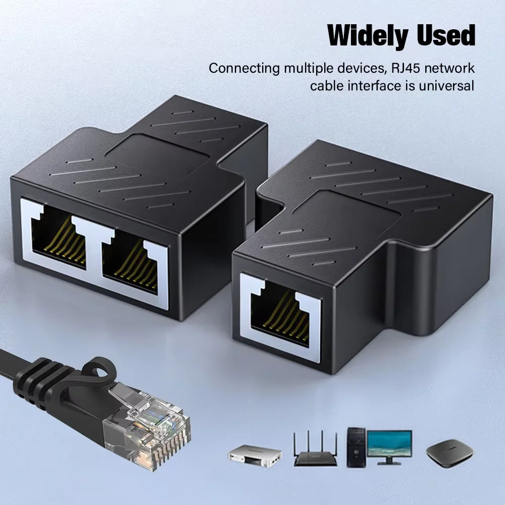 RJ45 Splitter 1 to 2 Ethernet Adapter Internet Network Cable Extender RJ45 Connector Coupler for PC TV Box Router High Quality