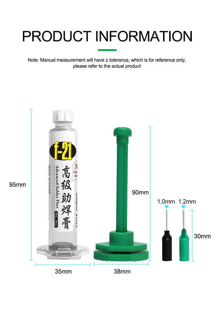 RELIFE F-21 10CC Lead-free and Halogen-free Tin Soldering Paste For PCB Rework Welding Flux Syringe Type Emulsified Solder