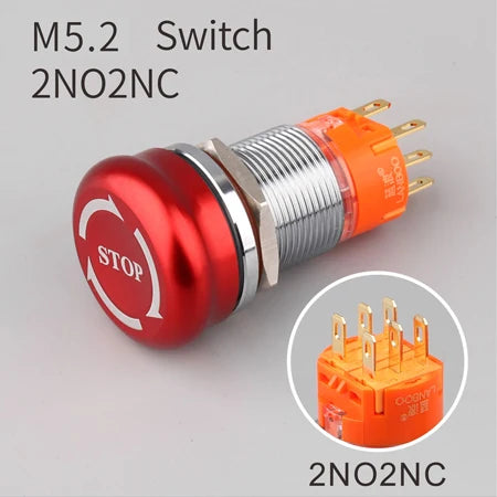 LANBOO 19mm 22mm Metal Emergency STOP Mushroom Push Button Switch Latching Button Switch with LED