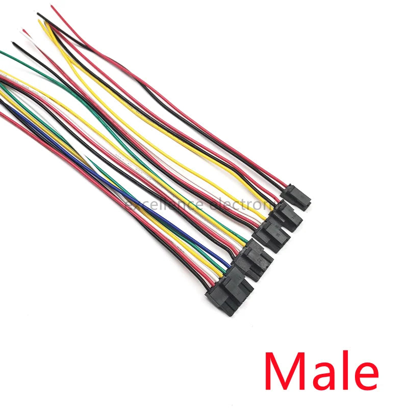 5PCS Micro-Fit 3.0mm Pitch Connector with 20AWG 20cm Cables Molex 3.0 Singlel Row 2/3/4/5/6Pin Male Female Air Docking Housing