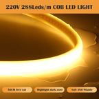 220V Dimmable COB LED Neon Strip Light With Switch/Dimmer EU Power Kit 288Led/M Waterproof 3000K 4000K 6000K Flexible Lamp Decor