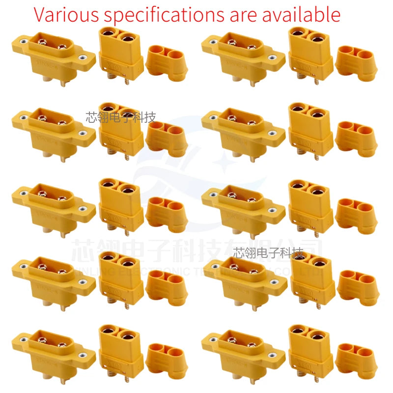 XT90NE-M with Fixed Base Male/Female Plug Charging Port XT90 Electric Vehicle Lithium Battery ESC Model Aircraft Connector