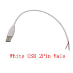 5V USB 2.0 A Male/Female Plug Power Supply Cable 2/4Pin Pigtail Wire Jack Charger Charging Cord Extension Connector DIY 0.3/1/2M