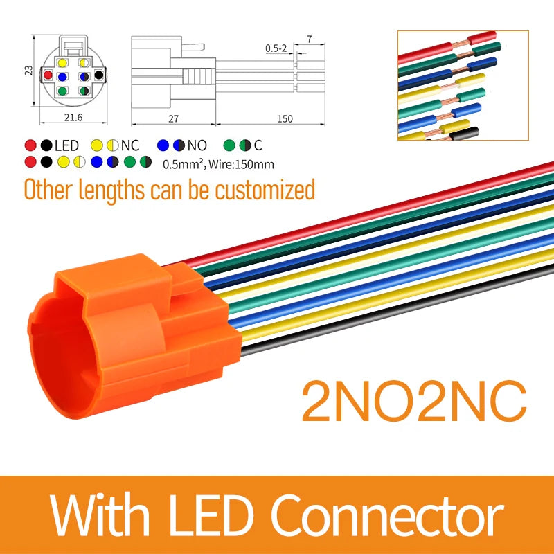 LANBOO 19mm 22mm Metal Emergency STOP Mushroom Push Button Switch Latching Button Switch with LED